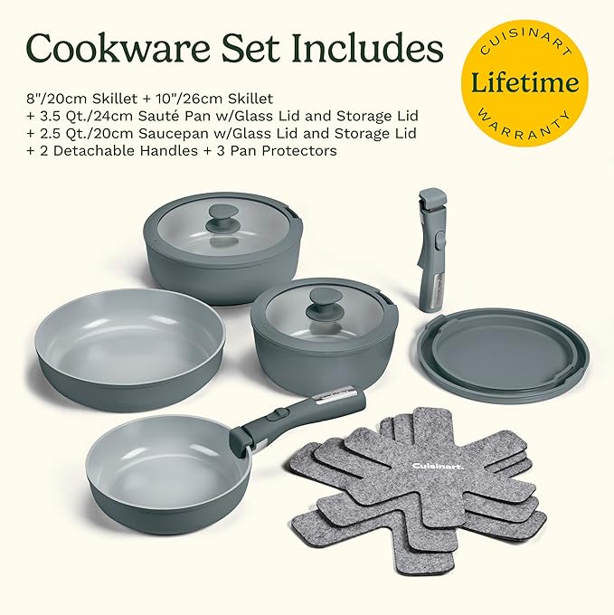 Cuisinart 13-Pc, ClickSmart Nonstick Detachable Handle Ceramic Cookware
