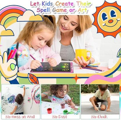 10 Inch LCD Writing Tablet - Colorful Electronic Drawing Pad & Doodle Board for Kids Ages 3-8, Erasable Educational Toy, Birthday and Christmas Gift for Girls and Boys (Pink)