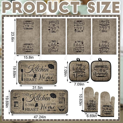 Fourluoo 10 Pcs Farmhouse Kitchen Decor and Accessories Set 4 Kitchen Towels 2