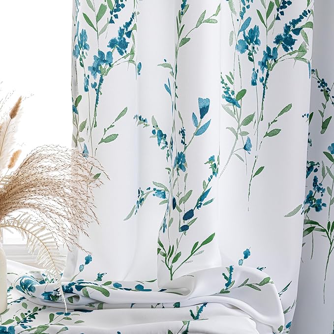 MYSKY HOME Floral Curtains 108 Inches Long