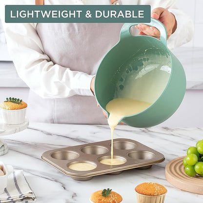 COOK WITH COLOR Nesting Plastic Mixing Bowl Set with Pour Spouts and Handles