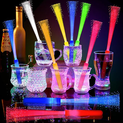 12Pack Orange Glow Sticks Light Up Fiber Optic Stick Glow Wands Bulk with 3 Flashing Models for Christmas Halloween Party Favors Birthday Wedding Concerts