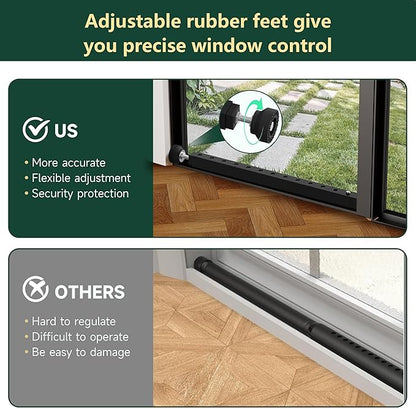 WooFog Adjustable Window Security Bars Vertical, Heavy Duty Sliding Patio Glass