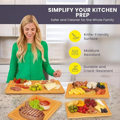 Glue-Free Surface™ 2XL Extra Large Bamboo Cutting Board Set of 4 – Small