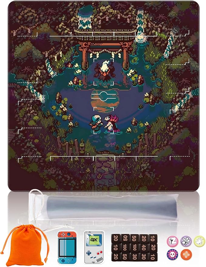 Premium PTCG playmat Set - 24x24 for Pokemon mat with 22 Damage counters and Storage Bag - Ideal for PTCG Board Game and TCG Play (Style2)