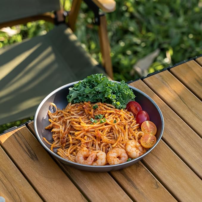 Boundless Voyage Titanium Camping Plate Dishes Saucer Lightweight Round Dinnerware Set Stackable Serving Plates Pasta Plates Travel Outdoor Home Kitchen Tableware Set Ti1117T