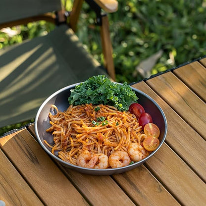 Boundless Voyage Titanium Camping Plate Dishes Saucer Lightweight Round Dinnerware Set Stackable Serving Plates Pasta Plates Travel Outdoor Home Kitchen Tableware Set Ti1117T