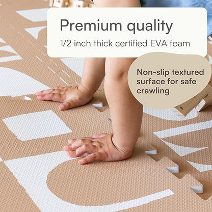 Lillefolk Baby Play Mat for Floor – 6x8ft Terracotta | Soft Non Toxic Premium EVA Foam Tiles for Tummy Time, Crawling & Playroom – Waterproof Interlocking Floor Mat for Babies & Toddlers (12 Tiles)