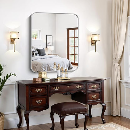 FORBATH 30x36 Inch Silver Bathroom Mirror