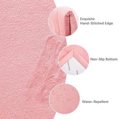Baby Play Mat for Floor,1.3" Thick Elasti-Foam 50x50 Playpen Mat for Toddlers Infant Kids,Water-Repellent Soft Coral Velvet Tummy Time Mat,Non Slip Crawling Mat,Tatami Mat(Pink)