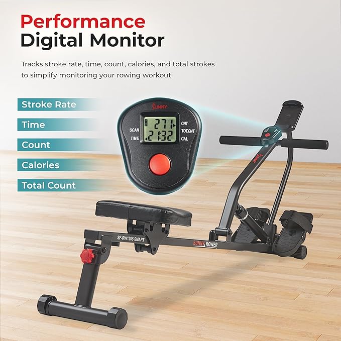 Sunny Health & Fitness Compact Adjustable Rowing Machine