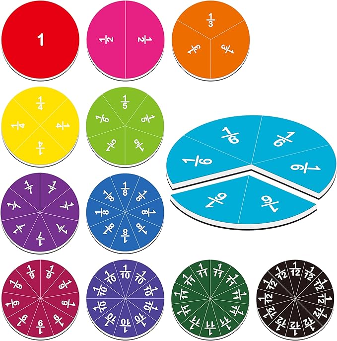 78 PCS Magnetic Fraction Tiles, Educational Math Learning Manipulatives Set for Preschool Elementary School, Fraction Bar Set Educational Learning Tool Kit for Classroom, School Supplies