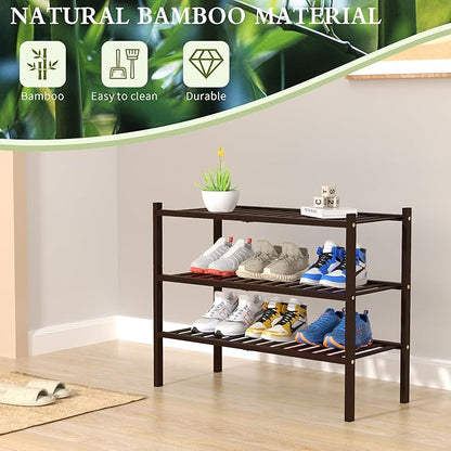ROMGUAR CRAFT 3 Tier Bamboo Shoe Rack