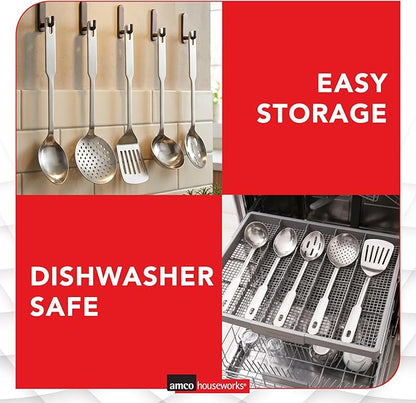 Amco 5 Piece Stainless Steel Cooking Utensil Set