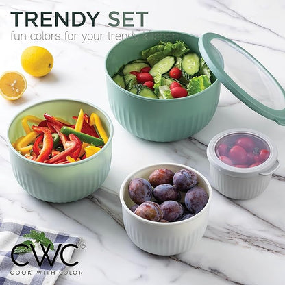 COOK WITH COLOR Prep Bowls with Lids- Wide and Deep Nesting Plastic Small