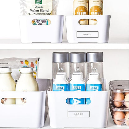 BINO | Plastic Storage Bins, Large - 2 Pack, White | THE SOHO COLLECTION | Pantry Organizers and Storage Containers Fridge Organizer Bins Kitchen Cabinet Organizer Medicine Cabinet Bin