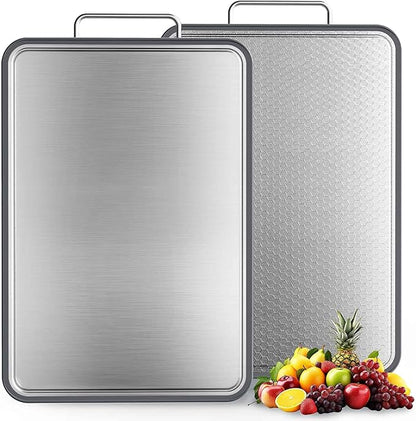 Stainless Steel Cutting Board 16''×11'', Double Sided 304 Steel Cutting Board