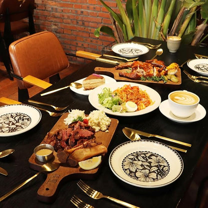 Stainless Steel Flatware Set Hand Forged 18/10 Silverware Set Cutlery Set Gold Cuboid Handle Matte Finished 20 Pieces Service for 4