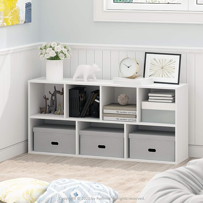 Furinno LUDER Book Shelf, 7-Cube Bookshelf, Bookcase