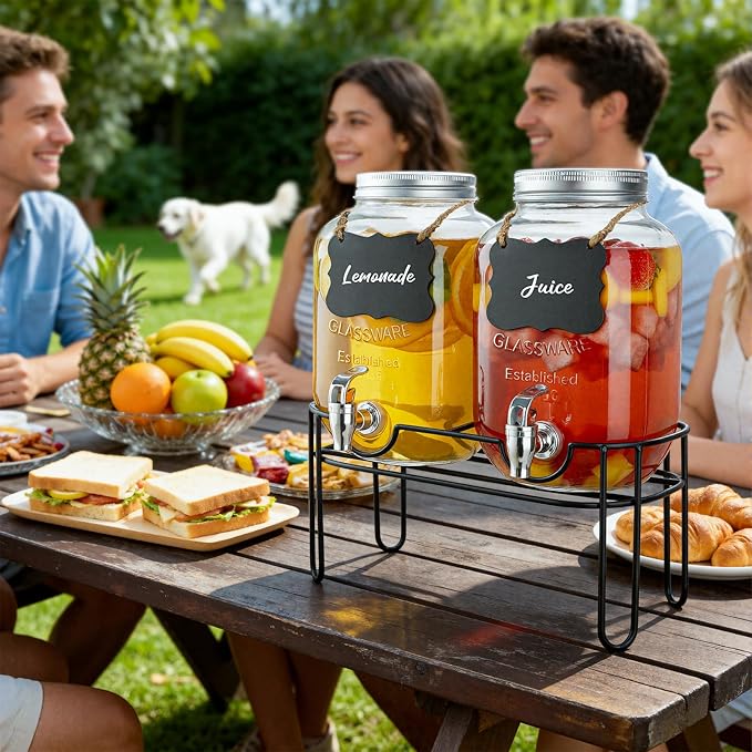 1 Gallon Glass Drink Dispensers
