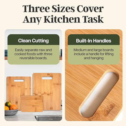 Totally Bamboo 3-Piece Cutting Board Set, Bamboo Wood Cutting Boards