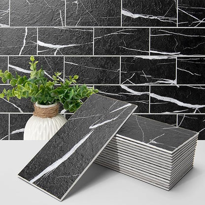 Art3d 102-Piece Faux Stone Peel and Stick Backsplash Tile, Waterproof Thick PVC