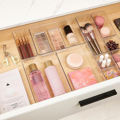 Vtopmart 10 Pcs Makeup Drawer Organizer Bins Set, 4 Size Plastic Makeup and