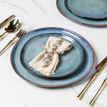 AmorArc Ceramic Dinnerware Sets,Handmade Reactive Glaze Stoneware Plates and Bowls Set,Highly Scratch Resistant | Dishwasher & Microwave Safe Dishes set,Service for 6 (18pc)