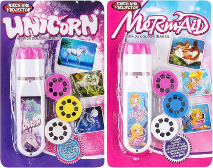 Georgie Porgy Children Projector Toys Educational Science Set Wall Ceiling Tent Torch Flashlight for Kids Gifts for Boys Girls (Unicorn + Mermaid)