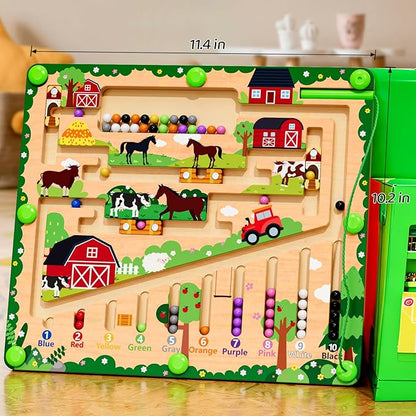 Magnetic Color and Number Maze, Montessori Wooden Toys for Ages 2-4,Sensory Toys,Fine Motor Skills Toys for Boys Girls 3-5 Years Old