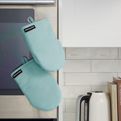 KITCHENAID Gourmet Series Gridlines Mini Oven Mitts 2-Pack Set, Heat Resistant