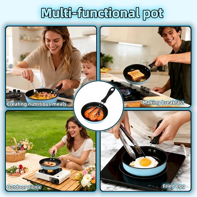 4.7 Inch Mini Frying Pan, Flat Bottom Design