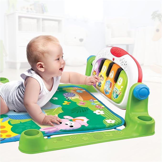 winfun Jungle Pals Kick N Play Musical Mat for Babies 0+ | Tummy Time & Lay Play Modes | Light-Up Piano, Detachable Toys, Rattles | Sensory Development Baby Playmat | CPS Stage 1 | Gift Idea