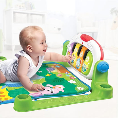 winfun Jungle Pals Kick N Play Musical Mat for Babies 0+ | Tummy Time & Lay Play Modes | Light-Up Piano, Detachable Toys, Rattles | Sensory Development Baby Playmat | CPS Stage 1 | Gift Idea