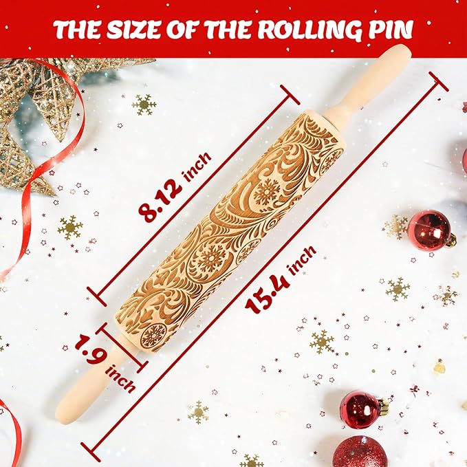 Christmas Gifts Wooden Embossed Rolling Pin