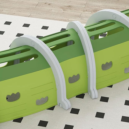 Qaba Crocodile Tunnel, Toddler Tunnel for Kids Crawl and Climb Through, Kids' Play Structure Indoor Outdoor, 6 Sections, Green