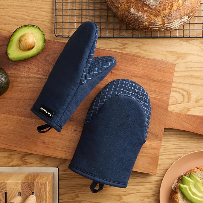 KITCHENAID Gourmet Series Gridlines Mini Oven Mitts 2-Pack Set, Heat Resistant