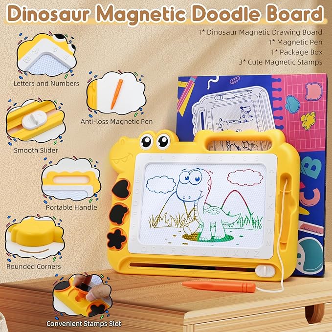 AiTuiTui Magnetic Drawing Board Toddler Toys Gift for Girls Boys, Color Sketch Writing Scribble Doodle Pad Travel Games, Educational Learning Kids Toys for Toddlers Birthday (Yellow)