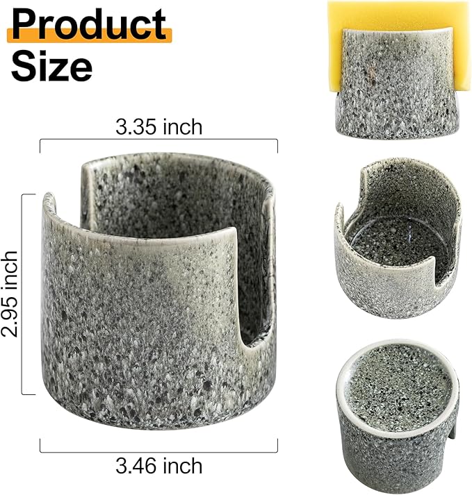 Zoeeker Kitchen Sponge Holder, Ceramic Dish Sponge Holder Scrubby Daddy