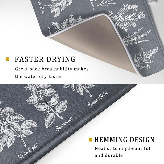 Flower Herbs Dish Drying Mat Wild Plant Dish Rack Mat