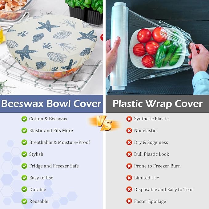 5-Size Reusable Beeswax Bowl Covers