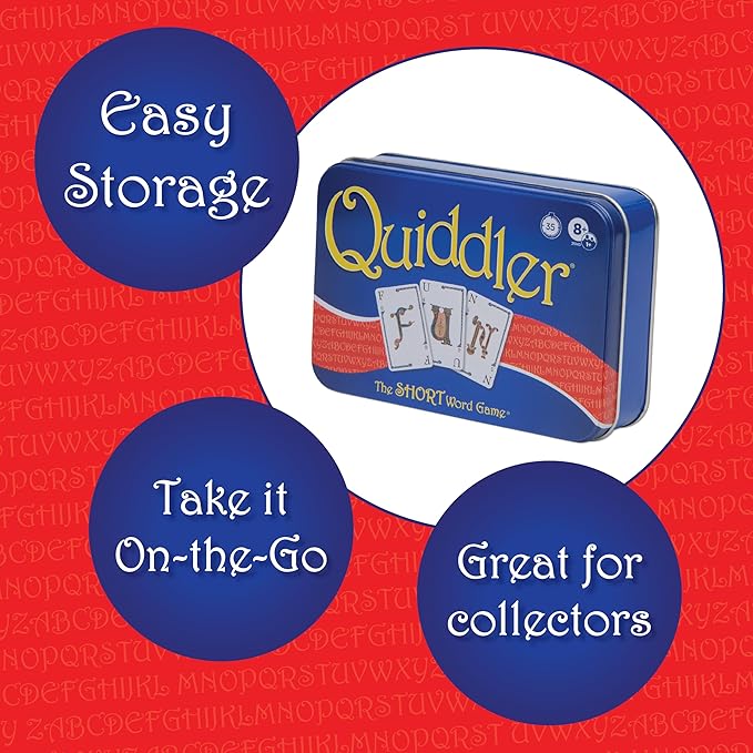 Playmonster Quiddler Card Games for Kids - Collectors Tin, Playing Cards Word Games, Deck of Cards, Fun Family Games for Kids and Adults, Game Night, Travel Games, Multi-Player, Ages 8+