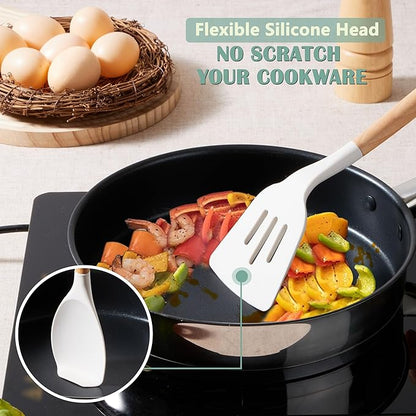 E-far Silicone Cooking Utensils Set, 446℉ Heat Resistant 10PCS Kitchen Utensils