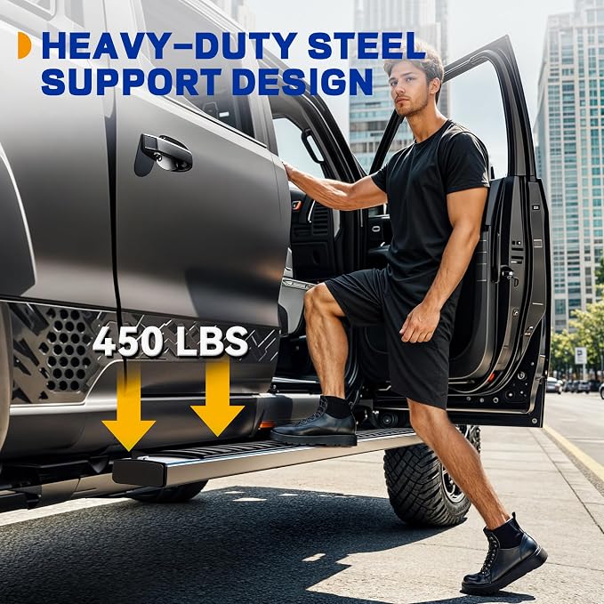 6.5 Inches Running Boards Compatible with 2019-2026 Ram 1500 | New Body Style Crew Cab with 4 Full-Size Doors (Excl. 1500 Classic), Side Step Nerf Bars Side Bars
