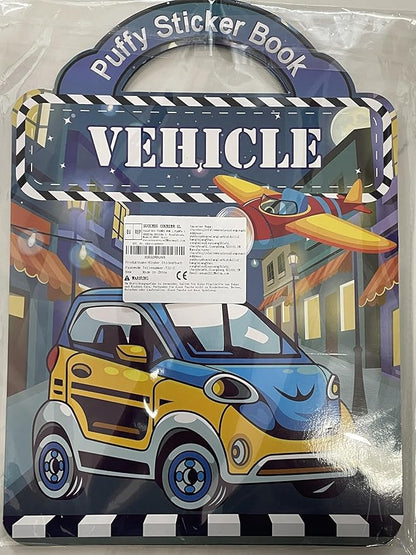 2 Pack Puffy Sticker Books for Kids Ages 3-5, Construction Truck and Vehicle Car Stickers for Toddlers Boys, 3D Reusable Stickers Books for Toddlers, Activity Book for Boys Party