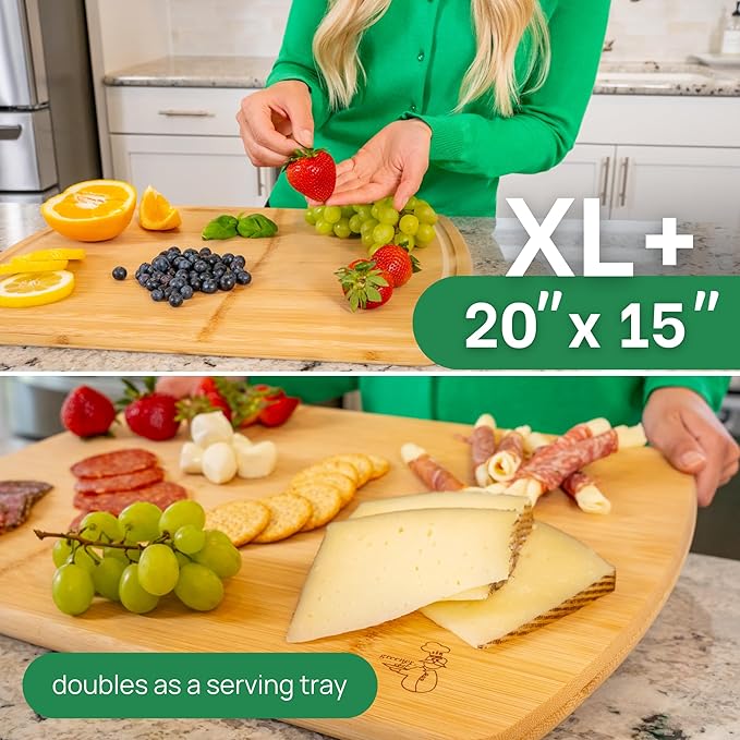 Greener Chef 20 Inch Bamboo Cutting Board Featuring Super-Sized Glue-Free
