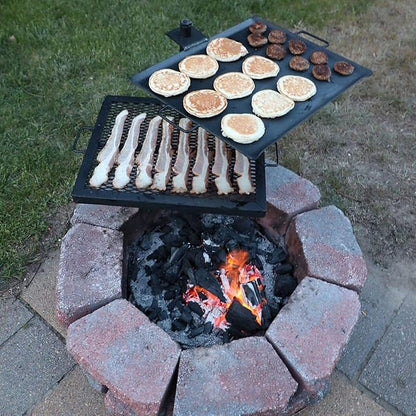 GameMaker Open Fire Cooking Grill ??Portable Campfire Grill for Open Flame Cooking, Firepits, Outdoor Fire Rings & Camping ??Heavy-Duty, Easy Setup & Adjustable Height