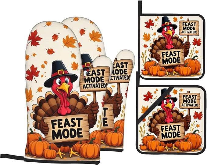 Turkey Oven Mitts with Matching Potholders