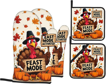 Turkey Oven Mitts with Matching Potholders