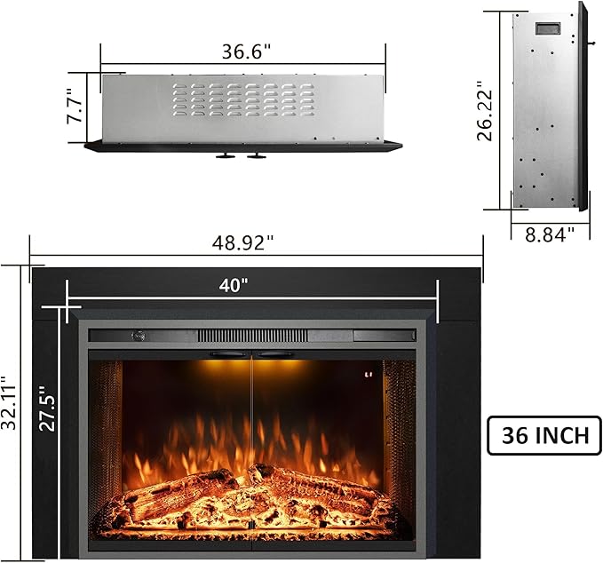 Velaychimny 49" Electric Fireplace Insert